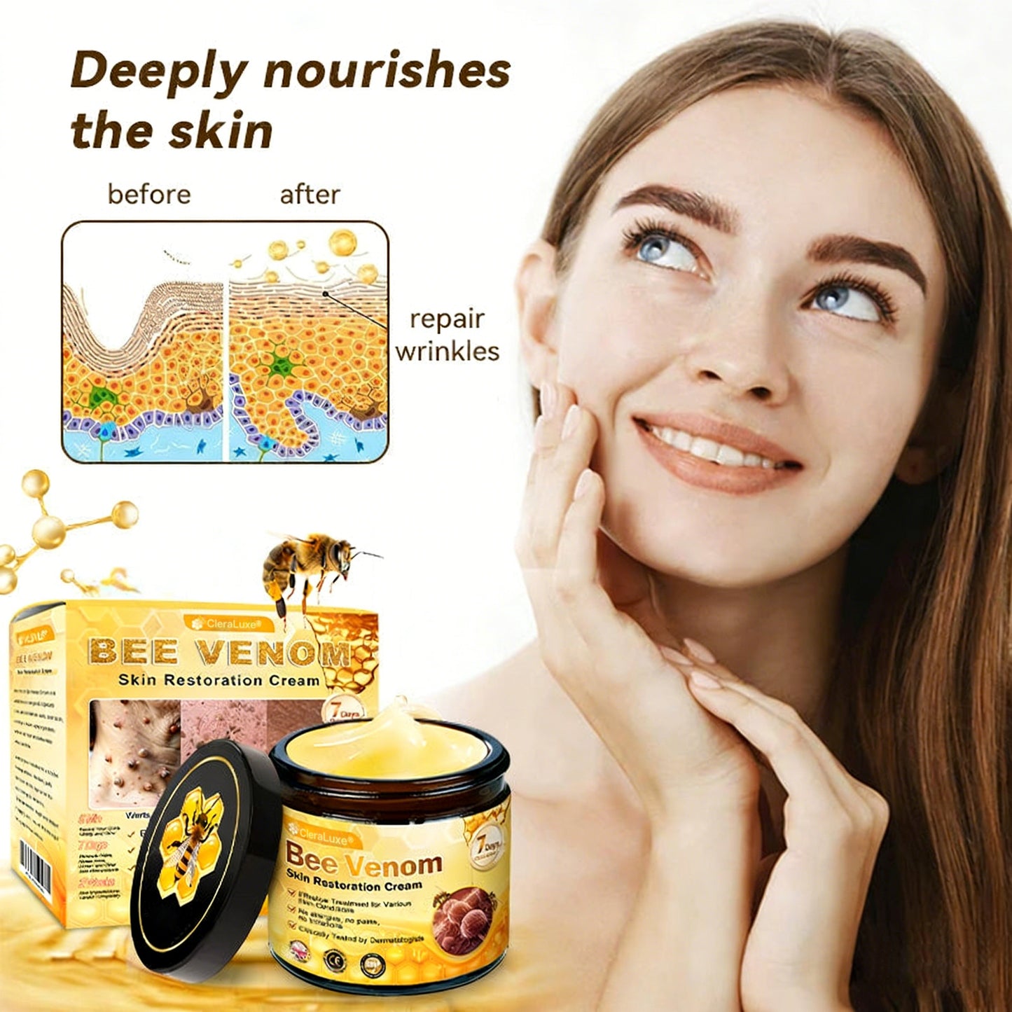 Made and Shipped from UK ✨ CleraLuxe® Bee Venom Skin Restoration Cream 🔥 LAST DAY 80% OFF📢